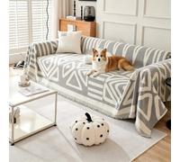 VanderHOME Housse de canapé Bohémien, Jete de Canape Réversible, Housse de lit, canapé, Housse pour Meubles de canapé, Convient aux Enfants, Chiens, Chats 180 * 230cm-Gris