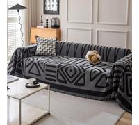 VanderHOME Housse de canapé Bohémien, Jete de Canape Réversible, Housse de lit, canapé, Housse pour Meubles de canapé, Convient aux Enfants, Chiens, Chats 180 * 180cm-Gris foncé