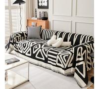VanderHOME Housse de canapé Bohémien Serviette de canapé Décoration,Housse de lit, canapé, Housse pour Meubles de canapé, Convient aux Enfants, Chiens, Chats 180 * 280cm-Noir