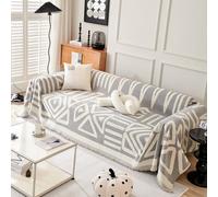 VanderHOME Housse de canapé Bohémien Serviette de canapé Décoration,Housse de lit, canapé, Housse pour Meubles de canapé, Convient aux Enfants, Chiens, Chats 180 * 420cm-Gris