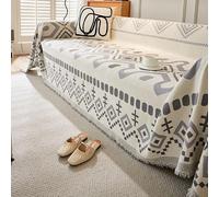 VanderHOME Housse de canapé Douce et Lavable en Machine Grand Plaid et Couvre-lit en Chenille, Protege Canape, Jete de canape avec Franges Délicates Housse Protection canapé 180 * 230cm-Gris