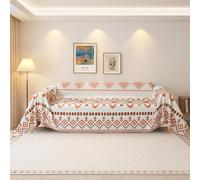 VanderHOME Housse de canapé Douce et Lavable en Machine Grand Plaid et Couvre-lit en Chenille, Protege Canape, Jete de canape avec Franges Délicates Housse Protection canapé 180 * 380cm-Orange