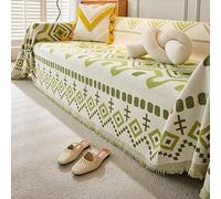 VanderHOME Housse de canapé Douce et Lavable en Machine Grand Plaid et Couvre-lit en Chenille, Protege Canape, Jete de canape avec Franges Délicates Housse Protection canapé 180 * 380cm-Vert