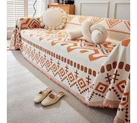 VanderHOME Housse de canapé Douce et Lavable en Machine Grand Plaid et Couvre-lit en Chenille, Protege Canape, Jete de canape avec Franges Délicates Housse Protection canapé 180 * 340cm-Orange