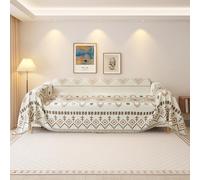 VanderHOME Housse de canapé Douce et Lavable en Machine Grand Plaid et Couvre-lit en Chenille, Protege Canape, Jete de canape avec Franges Délicates Housse Protection canapé 180 * 260cm-Kaki