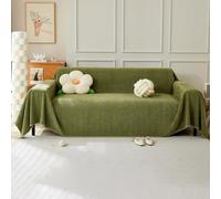 VanderHOME Housse de canapé en Chenille, Housse de canapé Multifonctionnelle, Couverture de canapé Lavable en Machine de Couleur Unie avec Glands Décoratifs 230 * 230cm-Vert Matcha