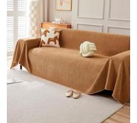 VanderHOME Housse de canapé en Chenille, Housse de canapé Multifonctionnelle, Couverture de canapé Lavable en Machine de Couleur Unie avec Glands Décoratifs 230 * 260cm-Orange