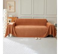 VanderHOME Housse de canapé en Chenille, Housse de canapé Multifonctionnelle, Couverture de canapé Lavable en Machine de Couleur Unie avec Glands Décoratifs 230 * 340cm-Orange