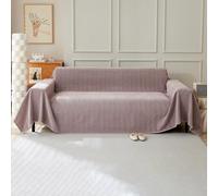 VanderHOME Housse de canapé en Chenille, Housse de canapé Multifonctionnelle, Couverture de canapé Lavable en Machine de Couleur Unie avec Glands Décoratifs 230 * 380cm-Rose