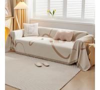VanderHOME Housse de canapé en Chenille, Multifonctionnel Jete de Canape, Couverture de Canapé Décorative Universelle à Pompons,Plaid Canape Plaid pour Canapé 180 * 230cm Kaki