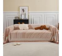 VanderHOME Housse de canapé en Chenille, Multifonctionnel Jete de Canape, Couverture de Canapé Décorative Universelle à Pompons,Plaid Canape Plaid pour Canapé 180 * 300cm Orange A