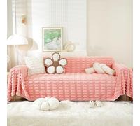 VanderHOME Housse de Canapé en Peluche - Jeté de Canapé Multifonctionnelle Douce Et Chaude, Couverture Canapé de Style Moderne, Convient à l'Automne Et à l'hiver 180 * 380cm-Rose
