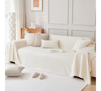 VanderHOME Housse de Canapé Imperméable,Résistant Aux Éclaboussures, Protection Canapé Imperméable Animaux, Résistant Aux Rayures pour Protéger Le Canapé 180 * 420cm-Beige