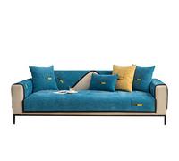 VanderHOME Housse de canapé Moderne brodée Housse de canapé en Chenille Douce Housse de canapé Anti-Taches et Anti-dérapante Protecteur de Meubles 45 * 45cm-Bleu foncé-Housse de Coussin(2 pièces)