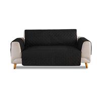VanderHOME Housse de Canapé Polyester Couverture de Fauteuil de Anti-dÉrapant avec Bretelles Protège Canapé Matelassé Meubles Housse de Canapé Antidérapant Lavable (3 Places, Noir)