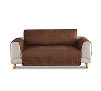 VanderHOME Housse de Canapé Polyester Couverture de Fauteuil de Anti-dÉrapant avec Bretelles Protège Canapé Matelassé Meubles Housse de Canapé Antidérapant Lavable (2 Places, Marron)