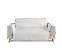 VanderHOME Housse de Canapé Polyester Couverture de Fauteuil de Anti-dÉrapant avec Bretelles Protège Canapé Matelassé Meubles Housse de Canapé Antidérapant Lavable (3 Places, Blanc)
