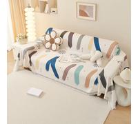 VanderHOME Housse de Canapé Premium avec Glands,Respirante, Décoratifs Jeté de lit ou Jeté de canapé Doux et Confortable Couvre Canapé de canapé Chambre Salon 180 * 420cm-Arc-en-ciel