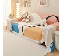 VanderHOME Housse de Canapé Premium avec Glands,Respirante, Décoratifs Jeté de lit ou Jeté de canapé Doux et Confortable Couvre Canapé de canapé Chambre Salon 180 * 380cm-Aquarelle