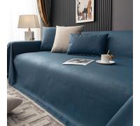VanderHOME Housse de Canapé, Protection Canape Impermeable，Entretien sans Lavagedesign Minimaliste en Couleurs Unies，Antidérapante, Protection Canapé Chat Chiens Griffures 210 * 340cm-Bleu