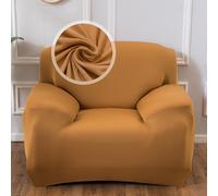 VanderHOME Housse de canapé - Protection Totale Élastique Couleur Unie Résistant, Moderne Couvre Canapé 1 Place, Protection Canape (1 siège, Camel)