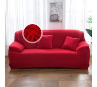 VanderHOME Housse de canapé - Protection Totale Élastique Couleur Unie Résistant, Moderne Couvre Canapé 4 Places, Protection Canape (4 siège, Grand Rouge)