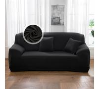 VanderHOME Housse de canapé - Protection Totale Élastique Couleur Unie Résistant, Moderne Couvre Canapé 3 Places, Protection Canape (3 siège, Noir)