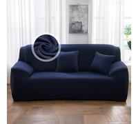 VanderHOME Housse de canapé - Protection Totale Élastique Couleur Unie Résistant, Moderne Couvre Canapé 3 Places, Protection Canape (3 siège, Bleu Marine)