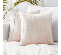VanderHOME Housse de Coussin 45x45 Taie d'oreiller décoratives Velours Super Doux Lot de 2 Housses de Coussin pour Lit Chaise Jardin Fauteuil Décoration Intérieure et Extérieure 45x45cm-Beige