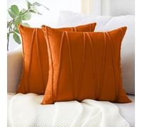 VanderHOME Housse de Coussin 45x45 Taie d'oreiller décoratives Velours Super Doux Lot de 2 Housses de Coussin pour Lit Chaise Jardin Fauteuil Décoration Intérieure et Extérieure 45x45cm-Orange