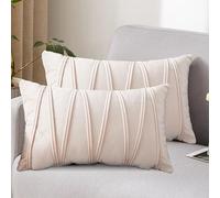 VanderHOME Housse de Coussin 50x30 Taie d'oreiller décoratives Velours Super Doux Lot de 2 Housses de Coussin pour Lit Chaise Jardin Fauteuil Décoration Intérieure et Extérieure 30x50cm-Beige