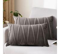 VanderHOME Housse de Coussin 50x30 Taie d'oreiller décoratives Velours Super Doux Lot de 2 Housses de Coussin pour Lit Chaise Jardin Fauteuil Décoration Intérieure et Extérieure 30x50cm-Gris