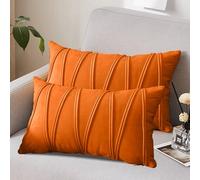 VanderHOME Housse de Coussin 50x30 Taie d'oreiller décoratives Velours Super Doux Lot de 2 Housses de Coussin pour Lit Chaise Jardin Fauteuil Décoration Intérieure et Extérieure 30x50cm-Orange