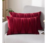 VanderHOME Housse de Coussin 50x30 Taie d'oreiller décoratives Velours Super Doux Lot de 2 Housses de Coussin pour Lit Chaise Jardin Fauteuil Décoration Intérieure et Extérieure 30x50cm-Rouge Vintage