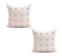 VanderHOME Housse de Coussin Décorative, Housse de Coussin De Canapé en Velours Hollandais, Motif Romantique Et Délicat, pour La Maison, Le Salon, La Chambre Et Le Lit 45 * 45CM-Petit Coeur rose-2pcs