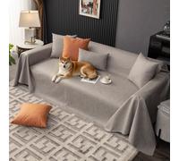 VanderHOME Housse Imperméable Canapé, Plaid Imperméable，Entretien sans Lavagedesign Minimaliste en Couleurs Unies，Antidérapante, Protection Canape Chat Anti Griffe 210 * 400cm-Gris Clair