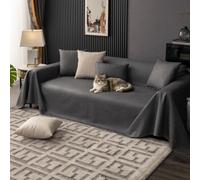 VanderHOME Housse Imperméable Canapé, Plaid Imperméable，Entretien sans Lavagedesign Minimaliste en Couleurs Unies，Antidérapante, Protection Canape Chat Anti Griffe 210 * 340cm-Gris
