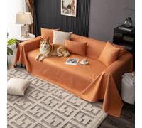 VanderHOME Housse Imperméable Canapé, Plaid Imperméable，Entretien sans Lavagedesign Minimaliste en Couleurs Unies，Antidérapante, Protection Canape Chat Anti Griffe 210 * 130cm-Orange