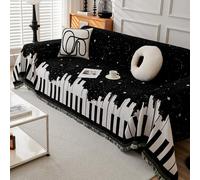 VanderHOME Jete De Canape Grande Taille Décoratifs Jeté de lit ou Jeté de canapé,Réversible Plaid Canape Dangle Jeté De Lit,Protection Canapé avec Franges 180 * 420cm-Noir