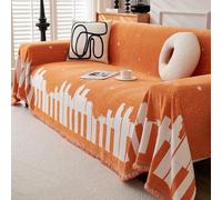 VanderHOME Jete De Canape Grande Taille Décoratifs Jeté de lit ou Jeté de canapé,Réversible Plaid Canape Dangle Jeté De Lit,Protection Canapé avec Franges 180 * 230cm-Orange