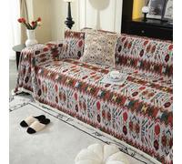 VanderHOME Jeté de canapé, Plaids en Coton Et Lin Respirant pour Le Canapé, Décoration d'Intérieur d'Inspiration Vintage avec Polyvalence en Toute Saison 180 * 340cm-Posie Géométrie