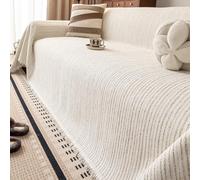 VanderHOME Jeté de Canapé, Protection Sofa, Housse de canapé Respirante et Douce pour la Peau, Plaid Canape Grande Taille, Cadeau Parfait Et Chaleureux 180 * 360cm-Beige