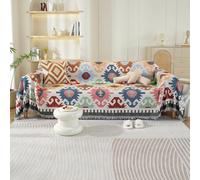 VanderHOME Multifonction Jeté de Canapé Grande Taille, Réversible Couvre Canapé Jete de Canape Polyvalente,Grande Couverture avec Frange délicate 180 * 340cm-Géométrie légère