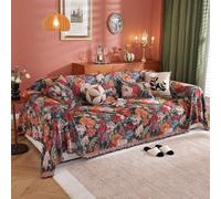 VanderHOME Multifonctionnel Jeté de Lit ou Jeté de Canapé 1/2/3/4 Places Grande Taille, Réversible Housse de canapé Jete de Canape Polyvalente avec Décoratifs Glands 180 * 300cm-Fleur Romantique