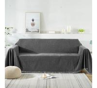 VanderHOME Multifonctionnel Plaid Couverture de canapé Grande Taille Décoratifs Jeté de lit ou Jeté de canapé Doux et Confortable Couvre Canapé de canapé Chambre Salon 180 * 340cm Gris foncé
