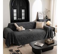 VanderHOME Plaid Canape Grande Taille, Reversible Jeté de Canapé, Housse de Canapé 1/2/3/4 Places, Plaid Doux, Couverture Chaude Hiver, Recouvre Canape Couverture Canape 180 * 340cm-Gris foncé
