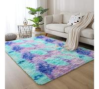 VanderHOME Tapis Doux Salon Chambre sans Perte ni décoloration Tapis De Sol Grand Soft Tapis à Poils Longs Moelleux sans Perte ni décoloration Bleu Violet -100 * 200cm