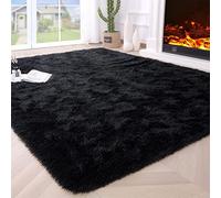 VanderHOME Tapis Doux Salon Chambre sans Perte ni décoloration Tapis De Sol Grand Soft Tapis à Poils Longs Moelleux sans Perte ni décoloration Noir-60 * 120cm