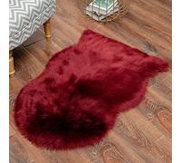 VanderHOME Tapis en Fourrure synthétiqu Faux Peau de Mouton en Laine Tapis Imitation Toison Moquette Fluffy Soft Longhair Décoratif Coussin de Chaise Canapé Natte (Rouge, 60x180 cm)