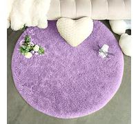 VanderHOME Tapis Rond Tapis de Salon Moderne, Tapis Chambre Rond Moderne Design, Décoration Intérieure Carpettes, Tapis Carpette Moelleuse pour Chambre à Coucher Salon Crèche (Mauve, 140x140 cm)